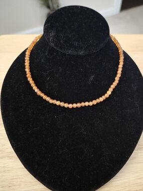 Vintage Orange Carnelian necklace gemstone beads 925 Signed.